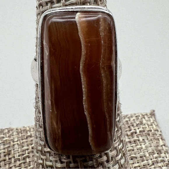 New Rhodochrosite Stone Silver Overlay Ring Size 5.5 - Picture 2 of 8